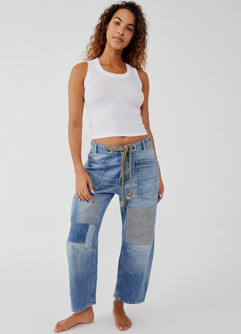 Free People Moxie Low Slung Pull On Barrel Jeans