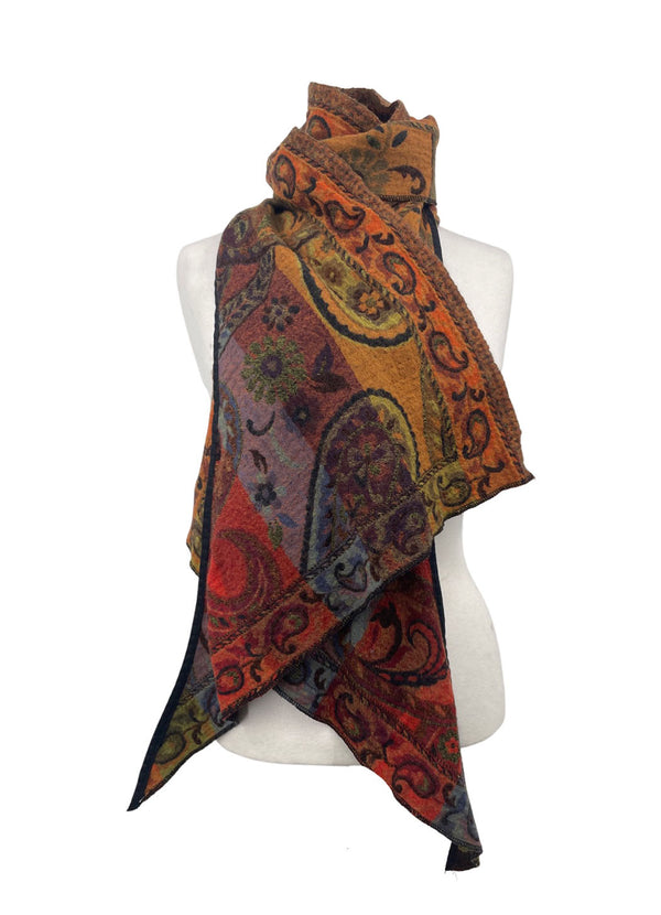 Uni Studio Orange Paisley Reversible Scarf
