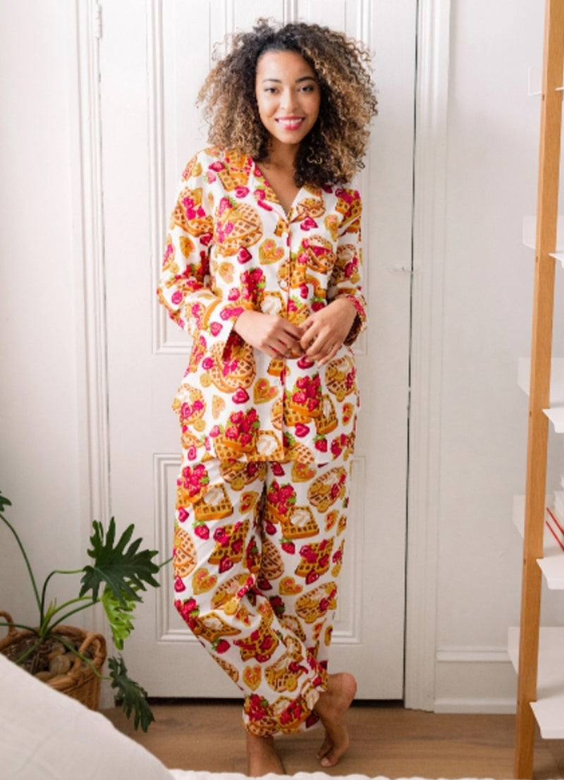 Printfresh Waffles in Bed Long Sleep Set