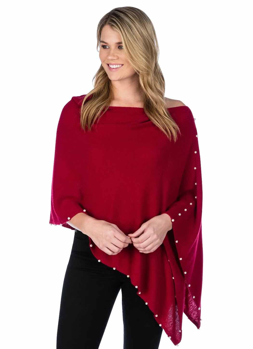 Alashan Cashmere Pearl Trim Topper