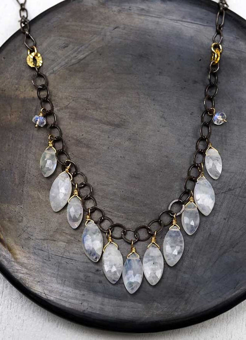 Calliope Cascading Moonstones Necklace