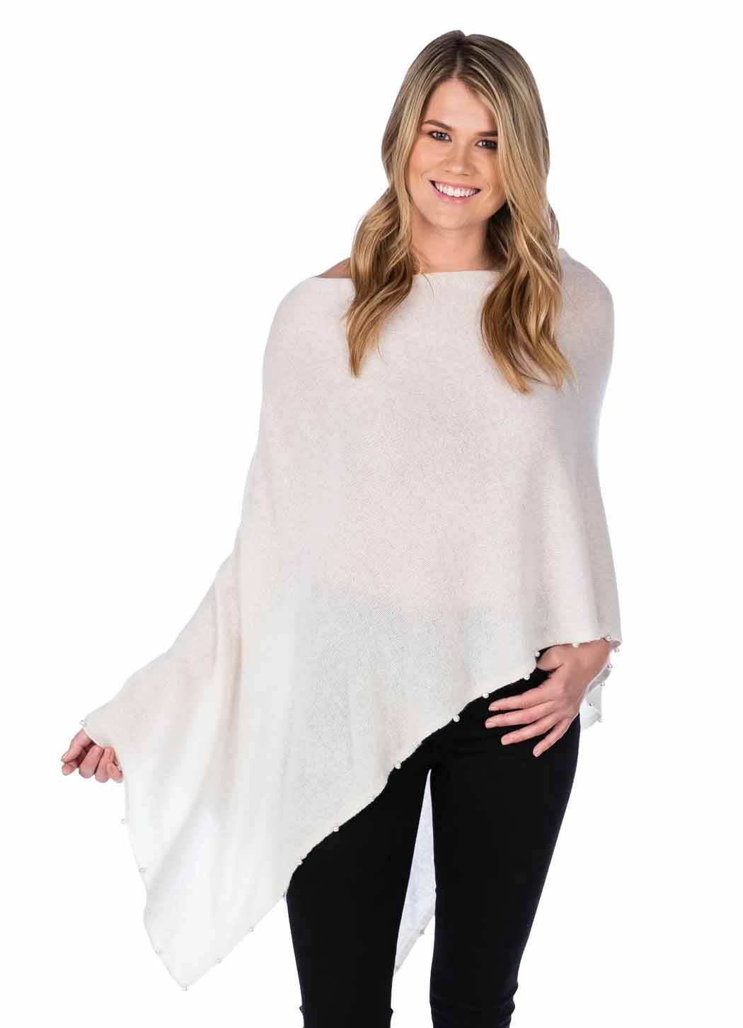 Alashan Cashmere Pearl Trim Topper – Details Direct