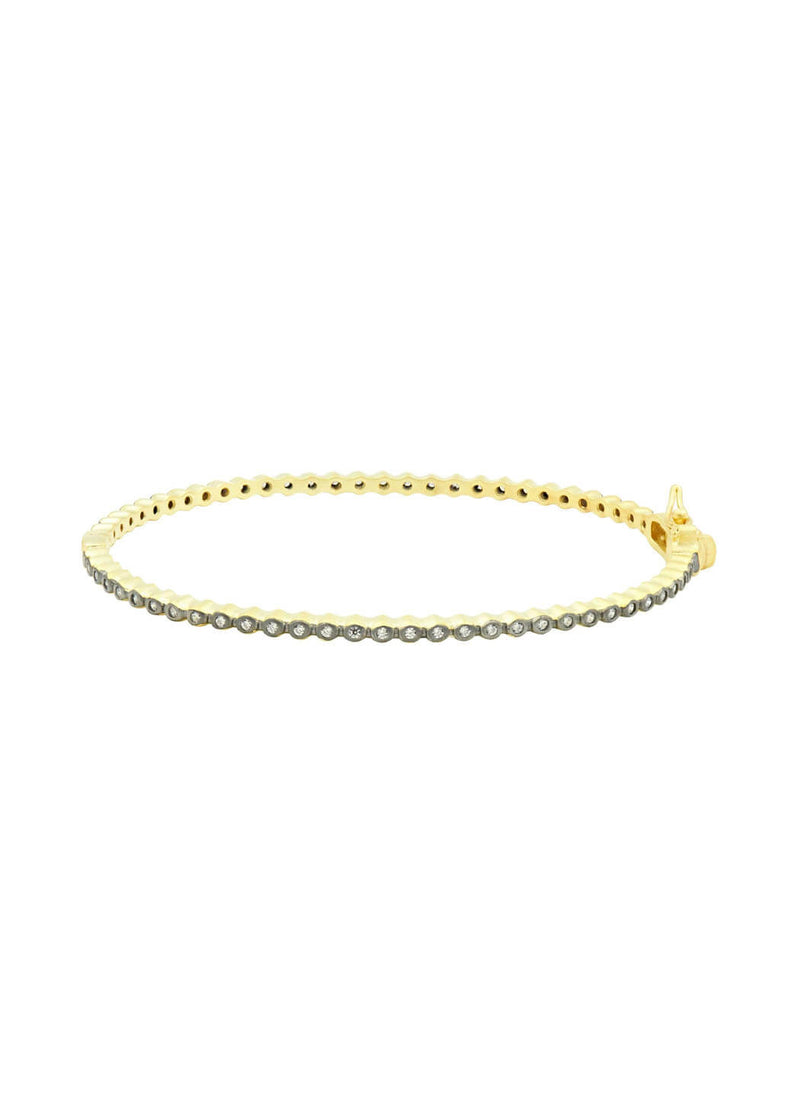 Freida Rothman Signature Bezel Pave Hinge Bangle