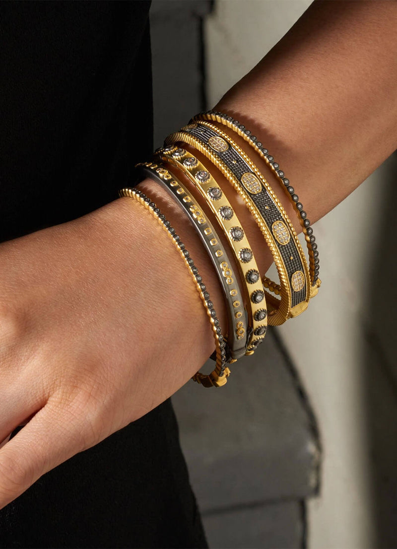 Freida Rothman Signature Bezel Pave Hinge Bangle