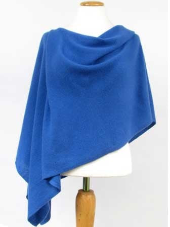 Alashan Cotton/Cashmere Poncho in Cruise Blue