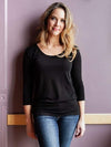 Cest Moi 3/4 Sleeve Scoop Relax Black