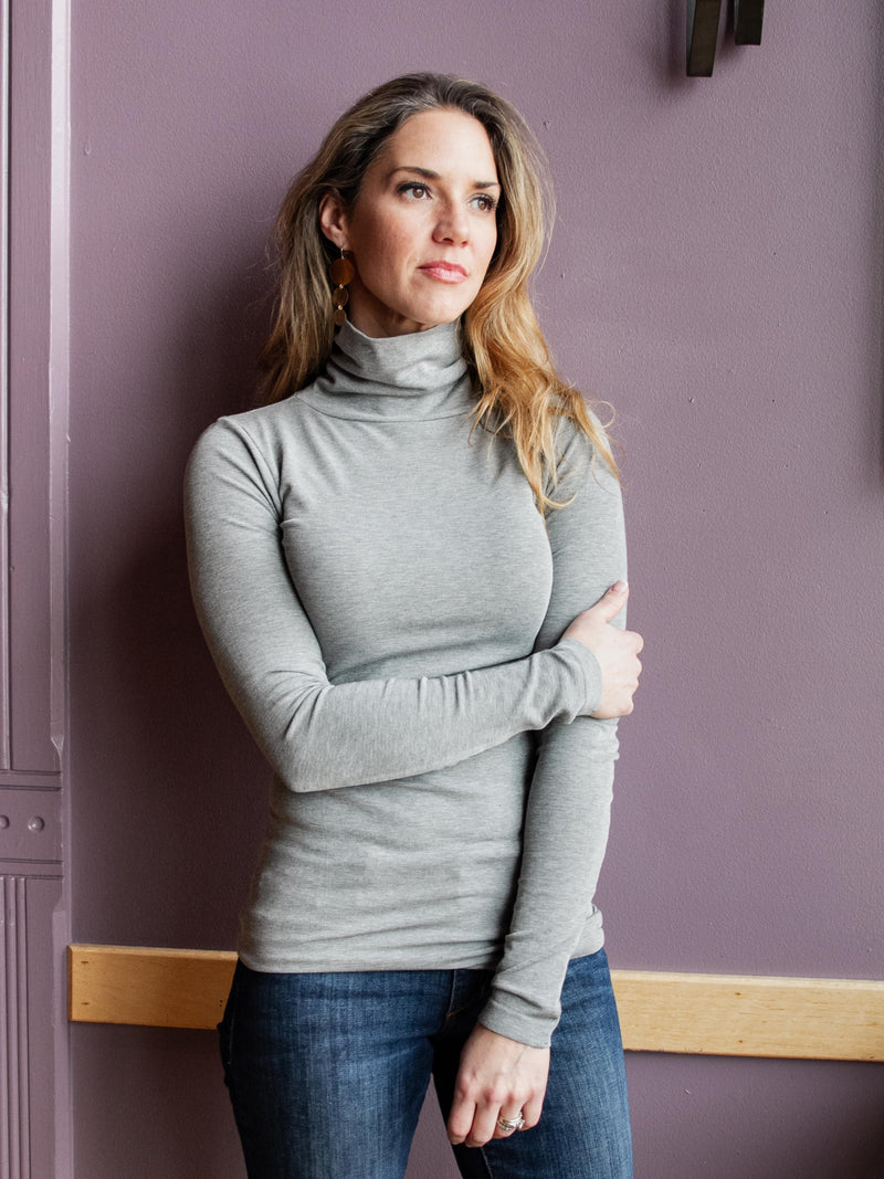 Cest Moi Bamboo Turtleneck Heather Silver