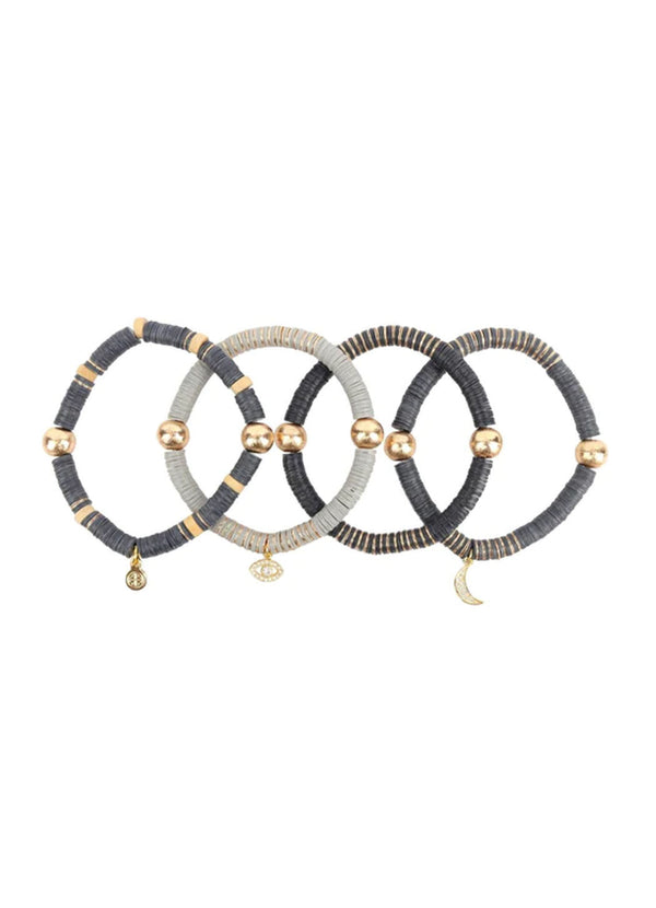 BuDhagirl Graphite Paillette Bracelet - Set of 4
