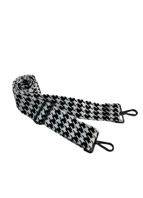 WanderFull Black Matte Crossbody HydroBag with Black & White Houndstooth Strap