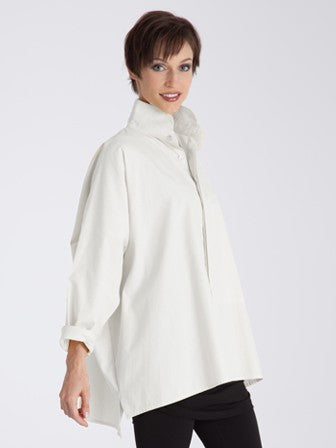 A crisp collar adds elegance to this timeless silhouette.   One size   98% cotton, 2% lycra   Care Instructions: Machine Wash Cold