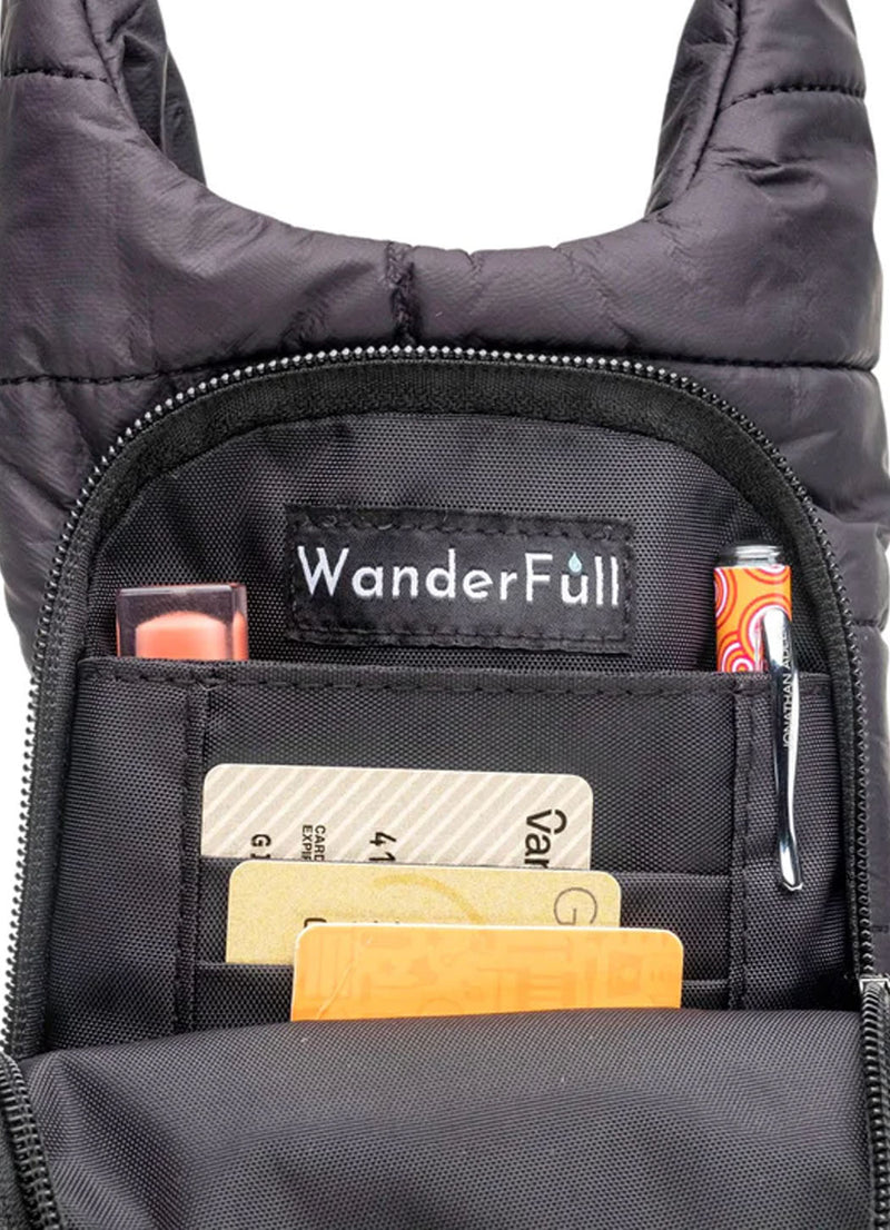 WanderFull Black Matte Crossbody HydroBag with Black Strap